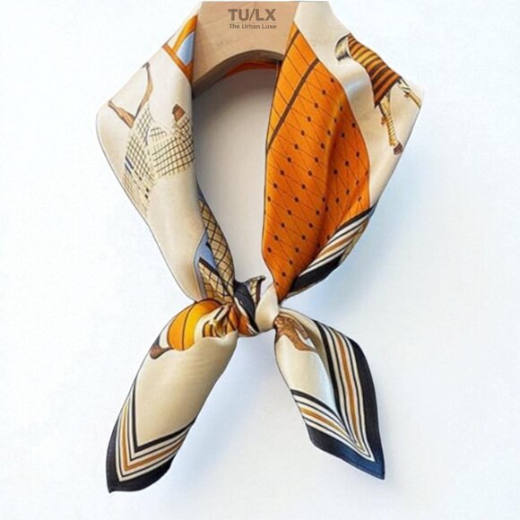 LUXE 4 LESS | Equestrian Print Silk-Style Scarf — Brand New Designer Inspired - Picture 2 of 3